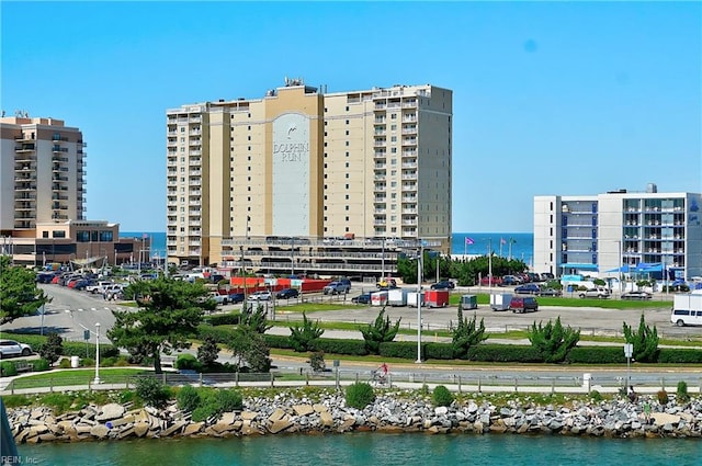 view of property with a water view