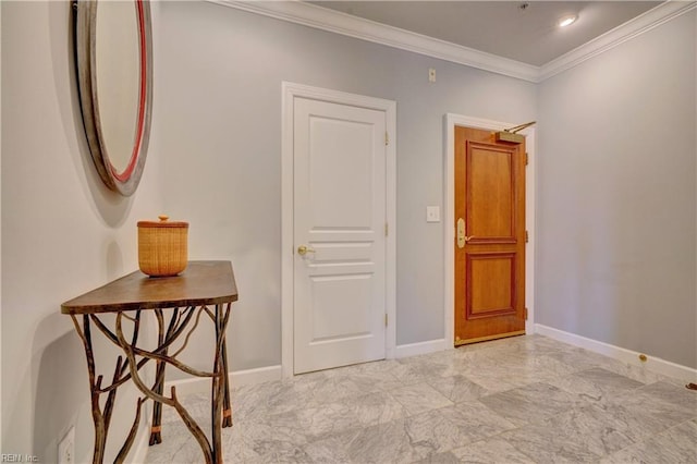 interior space featuring ornamental molding