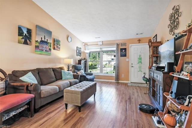 living room with hardwood / wood-style floors