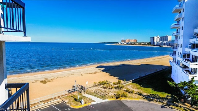 view of water feature featuring a view of the beach