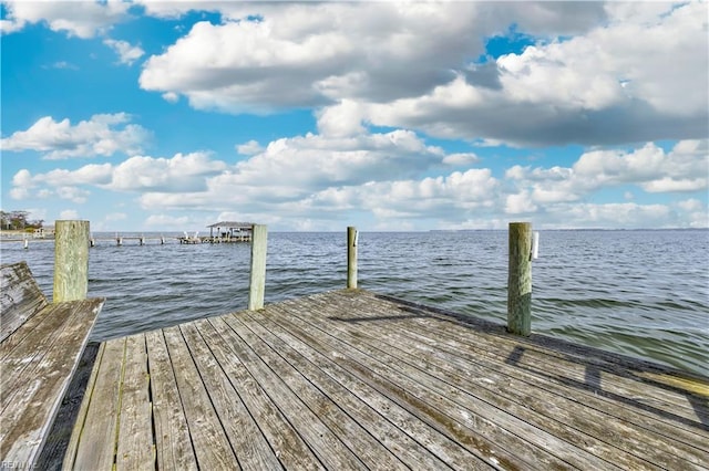 view of dock featuring a water view