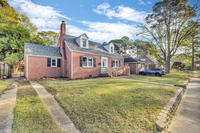 new england style home with a front lawn