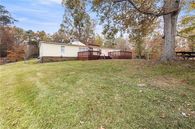 129 Arapahoe Trl, Hertford, NC 27944 - view of yard featuring a deck