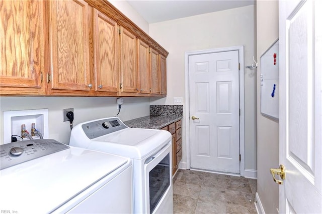 laundry room with cabinets and separate washer and dryer