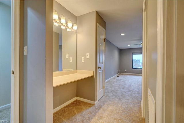 bathroom with ceiling fan