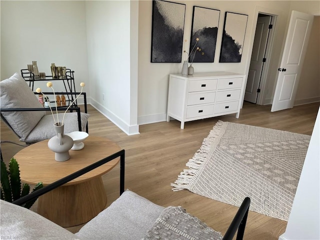 living room with light hardwood / wood-style flooring