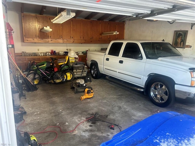 garage with a garage door opener