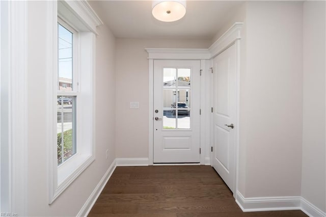 entryway featuring dark wood-type flooring