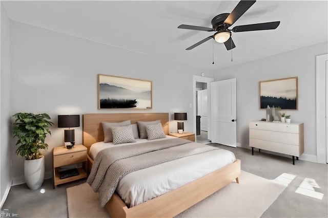 bedroom featuring ceiling fan