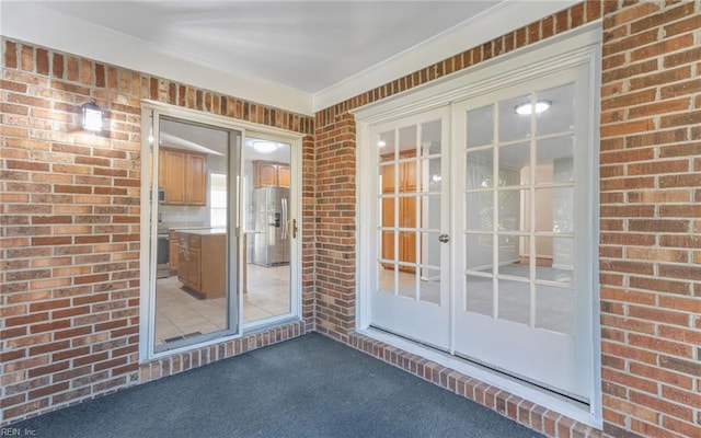 property entrance with french doors