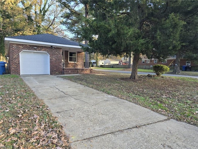 exterior space with a garage