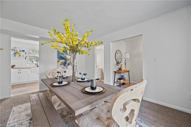 view of carpeted dining room