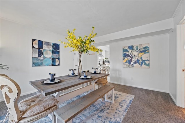 view of carpeted dining room