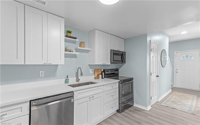 kitchen with white cabinetry, sink, and appliances with stainless steel finishes