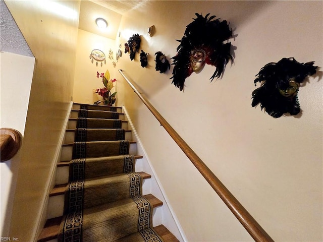 staircase featuring wood-type flooring