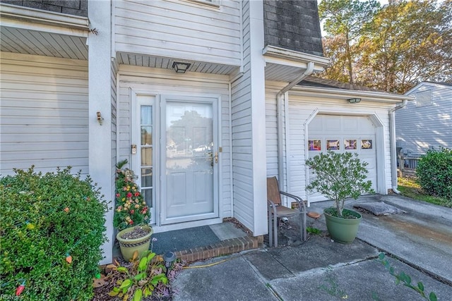 entrance to property with a garage