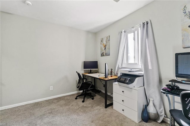 view of carpeted home office