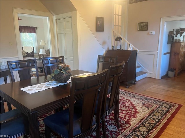 dining space featuring light hardwood / wood-style flooring