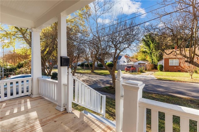 deck with covered porch