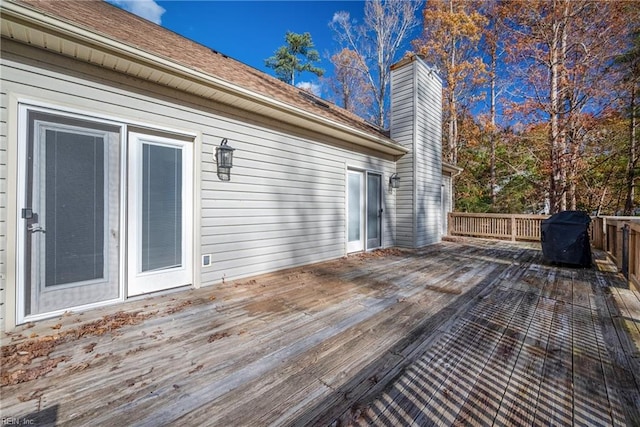 deck featuring grilling area