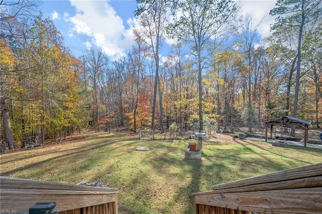 view of yard with a deck