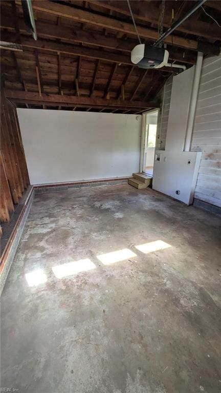 garage with a garage door opener