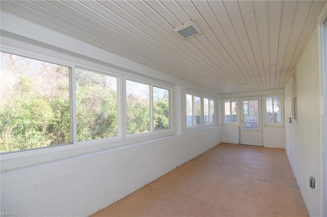 view of unfurnished sunroom