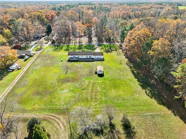 drone / aerial view with a rural view