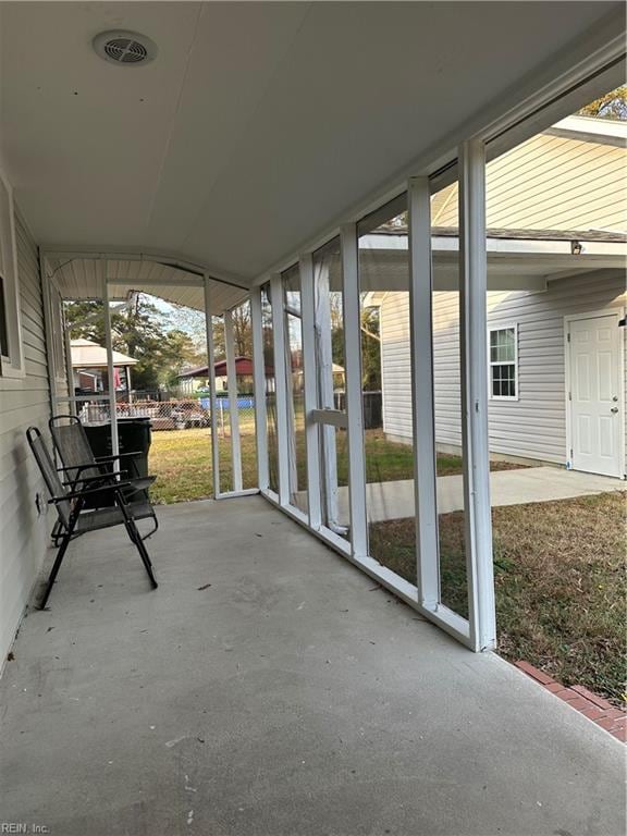 view of unfurnished sunroom