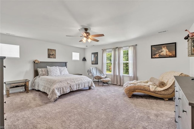 bedroom with carpet and ceiling fan