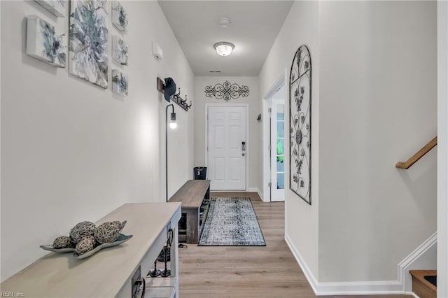 interior space with light hardwood / wood-style floors