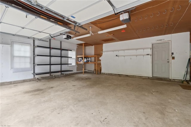 garage with a garage door opener