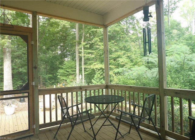 view of unfurnished sunroom