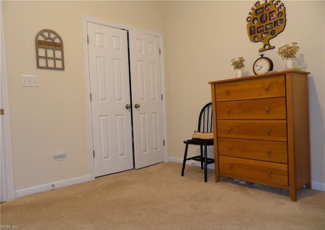 sitting room with light colored carpet