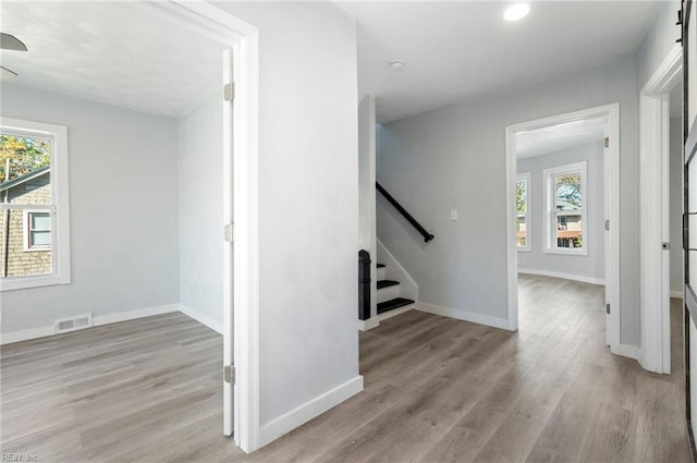 foyer entrance featuring light hardwood / wood-style flooring