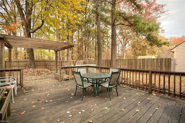 wooden terrace with a pergola