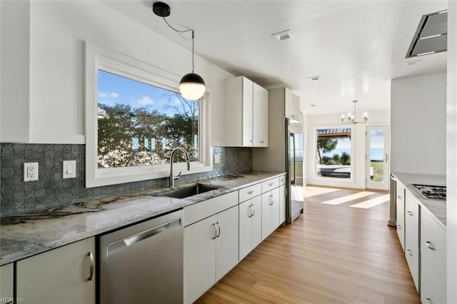 kitchen featuring a healthy amount of sunlight, white cabinetry, and stainless steel appliances