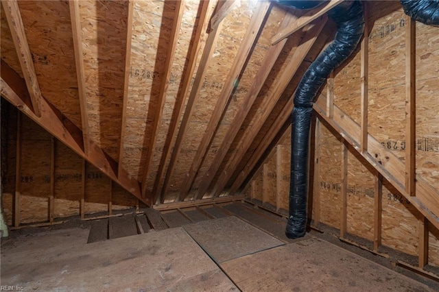 view of unfinished attic