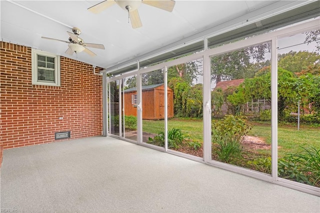 view of unfurnished sunroom