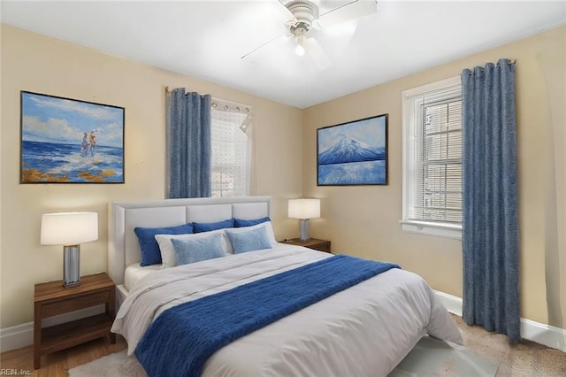 bedroom featuring ceiling fan