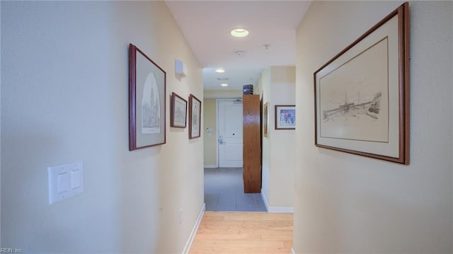 hall featuring light wood-type flooring