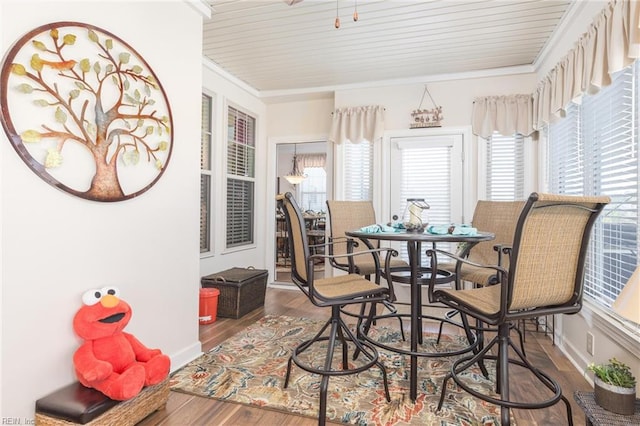 sunroom / solarium with wood ceiling