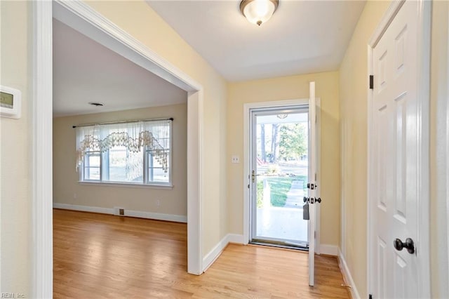 doorway featuring light hardwood / wood-style flooring