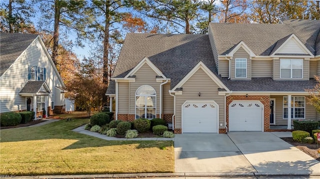 view of front of house with a garage and a front yard