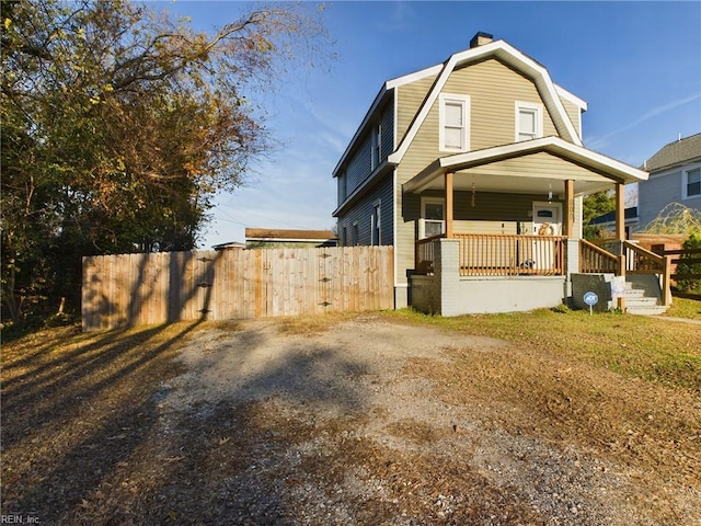 exterior space featuring a porch