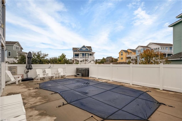 view of swimming pool featuring a patio