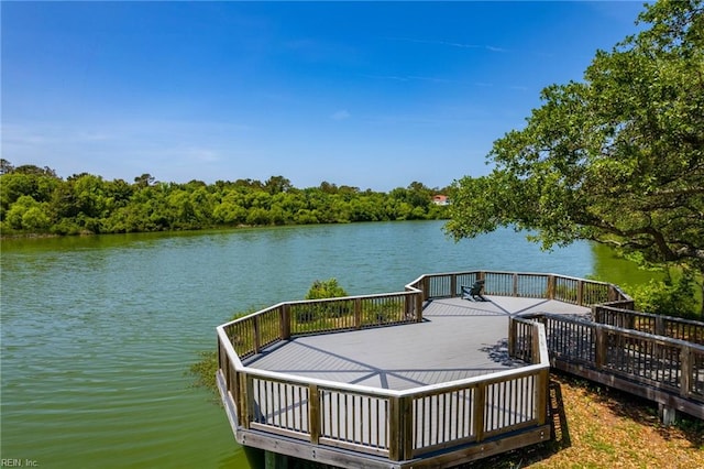 dock area featuring a water view