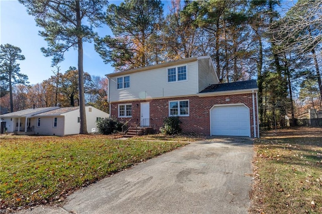 front of property with a garage and a front yard