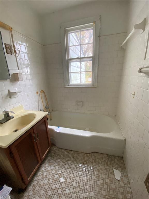 86 Cavalier Rd, Hampton, VA 23669 - full bathroom featuring tile walls, vanity, and a bath
