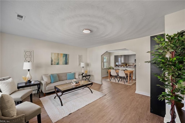 living room featuring light hardwood / wood-style floors